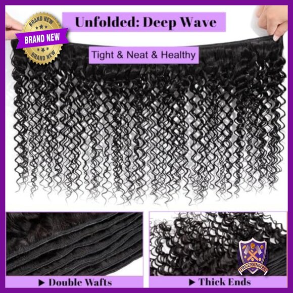 Deep Wave Human Hair Extensions 18-22 Inch Brazilian Virgin Hair 3 Bundles